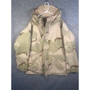 Military Desert Camouflage Parka Jacket Hooded Waterproof Outerwear Men's L Long